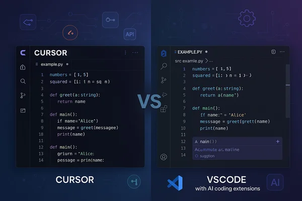 Cursor vs VSCode Extensions: A Real-World Comparison of AI Coding Tools blog post thumbnail