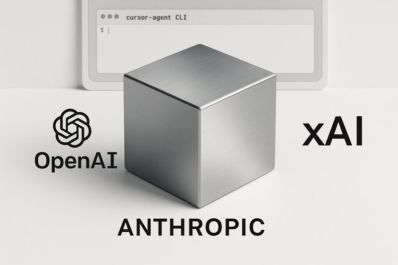 Cursor CLI interface showing terminal window with AI coding assistant features and model selection options