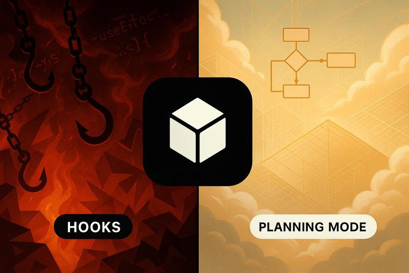 Cursor IDE showing Planning Mode and Hooks features side by side