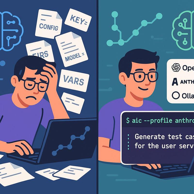 AI-powered commit message generation showing multiple providers and configuration options