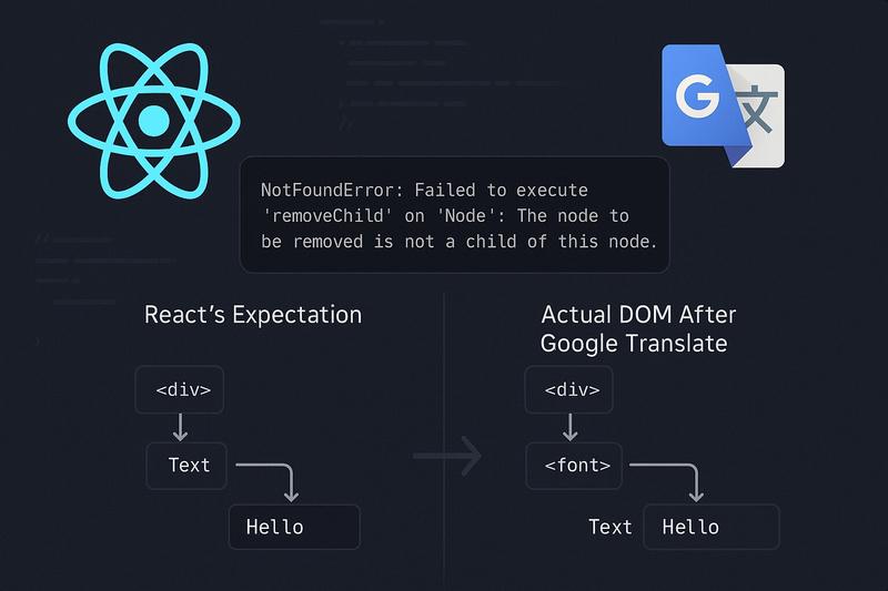 React and Google Translate collision - DOM mutation debugging