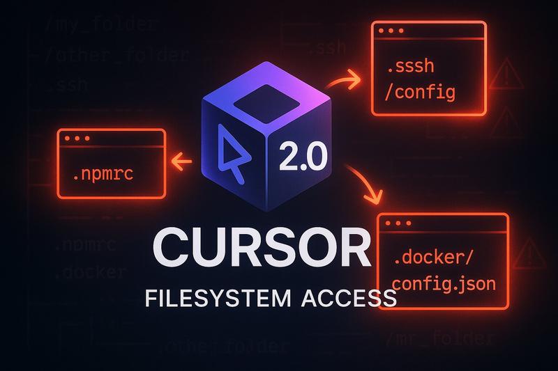 Cursor sandboxing security concerns - illustration showing code editor with exposed credentials
